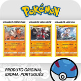 Kit Carta Pokémon Lycanroc Meio Dia Meia Noite Crepúsculo 