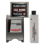 Kit Cartão Cf 32mb Tascam adaptador Pcmcia Leitor Usb