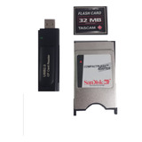 Kit Cartão Cf 32mb Tascam + Adaptador Pcmcia + Leitor Usb