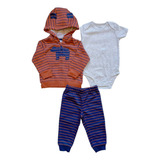 Kit Carters 3 Peças Trio Blusa Fleece Inverno Body E Calça