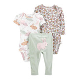 Kit Carters Feminino Coelho 3 Meses - 3 Peças 100% Original