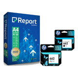 Kit Cartucho Hp 662 Preto E Colorido Original Resma A4