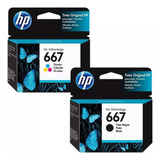 Kit Cartucho Hp 667 Preto 667 Colorido Original 2376 2774