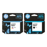 Kit Cartucho Hp 667 Preto 667 Colorido Original 2376 2774