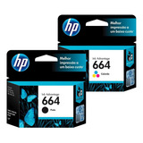 Kit Cartuchos Originais Hp 664 Preto Color Deskjet 1115 3636