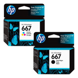 Kit Cartuchos Originais Hp 667 Preto Color 2300 2700 2800