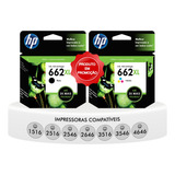 Kit Cartuchos Original Hp 662 Xl Preto Color 3516 3546 4646