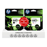 Kit Cartuchos Original Hp 662xl Preto Color 3516 3546 4646