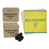 Kit Carvao Coco Black 500gr Papel Alumínio Zomo Narguile