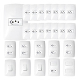 Kit Casa Completa Interruptor Tecla Tomadas 25 Peças Blux