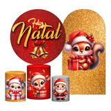 Kit Casado Natal 3d Painel Redondo Trio Cilindro Romano