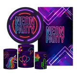 Kit Casado Neon Painel Redondo Trio Capa Cilindro Retangular