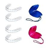 Kit Casal 04 Placas Para Bruxismo Moldeira Silicone Moldável 02 Porta Estojo Azul E Roxo