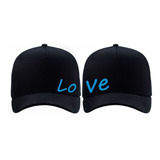 Kit Casal Boné Aba Curva Love Combinando Com Regulagem