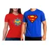 Kit Casal Camiseta Super Man E Mulher Maravilha Heróis
