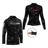 Kit Casal Combo Igual Camiseta Capuz Pesca Prot Solar Dryfit