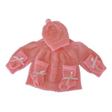 Kit Casaquinho Touca Luva Sapato Trico Bebe E Boneca Reborn