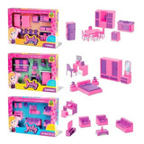 Kit Casinha Quarto Cozinha Sala Brinquedo Menina Judy