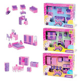 Kit Casinha Quarto Cozinha Sala Brinquedo Menina Samba