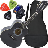 Kit Cavaco Acústico Giannini Cs14 C Capa Palhetas Afinador Cor Preto