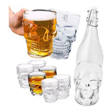 Kit Caveira Com 2 Canecas Chopp 6 Shots 1 Garrafa Lyor