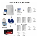 Kit Central De Alarme Flex 1085 Wifi teclado tx sm infra bat