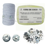 Kit Cera Coco T02 5mts Pavio Velas Decorativas 50 Ilhos 2mm