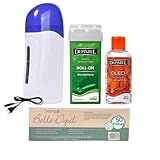 Kit Cera Quente Aloe Vera Depimiel 100g Aquecedor Roll On Óleo Removedor Folhas Tnt Depilaçao 17