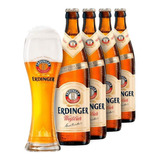 Kit Cerveja Erdinger Weissbier 500ml 4 Unidades Copo