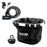 Kit Cesta Bicicleta Gts Dianteira cadeado Com Trava Seguro
