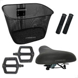 Kit Cestinha Bike Aro 24 26 Selim 2 Molas Pedal Punhos