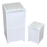 Kit Cesto De Roupa Suja 30x60 E Lixeira 20x30cm Artesanal