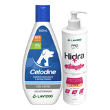 Kit Cetodine 500ml Creme Pós Banho Para Pet Hidra Lavizoo