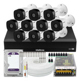 Kit Cftv 10 Cameras Full Hd Dvr Intelbras 3116 2tb Wd Purple