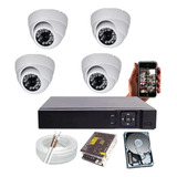 Kit Cftv 4 Cameras Dome Infra 20m Dvr 4 Canais Com Hd