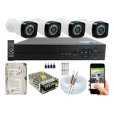 Kit Cftv 4 Câmeras Ir 25m Full Hd Dvr 4 Canais 1080n P2p app