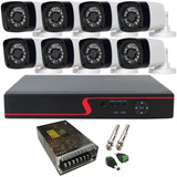 Kit Cftv 8 Câmeras De Monitoramento Com Dvr Stand Alone P2p