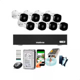 Kit Cftv 8 Câmeras Hd Intelbras 1120b G4 Dvr 8 Canais brinde Cor Branco