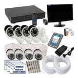 Kit Cftv Dvr 8 Cameras Infra 1500 Linhas Hd 1tb Monitor