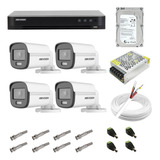 Kit Cftv Hikvision Dvr 8ch M1 4 Câmera Colorvu Full Hd 1080p