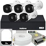 Kit Cftv Monitoramento 5 Cameras Intelbras 1120 Dvr 1008 1TB