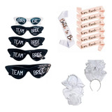 Kit Chá Lingerie 10 Óculos 10 Faixas 1 Tiara véu Noiva Festa