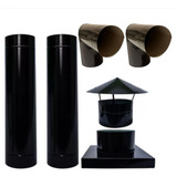 Kit Chaminé 25cm Com 2 Metros Duto Curva 90 Chapeu Adaptador