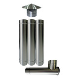 Kit Chaminé De Fogão A Lenha 110mm Em Inox 430 Com 3 Metros