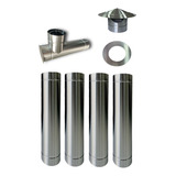 Kit Chaminé De Fogão A Lenha 110mm Em Inox 430 Com 4 Metros