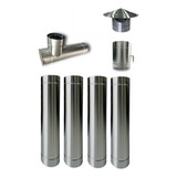 Kit Chaminé De Fogão A Lenha 115mm Em Inox 430 7 Peças
