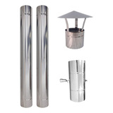 Kit Chaminé Duto 5 Inox 304 Registro Damper Chapéu Chinês