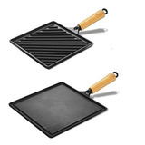 Kit Chapa Bifeteira Ferro Fundido P Grelhar Carnes Legumes