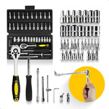 Kit Chave Catraca Soquete Reversível Caixa 46 Peças Maleta