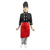 Kit Chef Cozinha Feminino Dolmã Manga 3 4 Avental Vermelho Chapéu